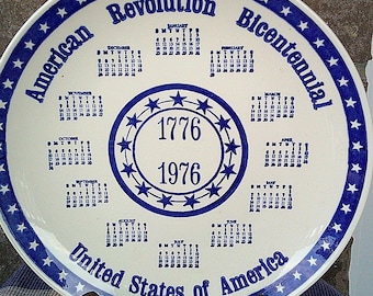 Vintage 1776/1976 American Revolution Bicentennial Plate USA Calendar Plate
