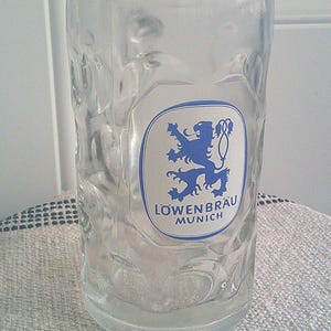 Vintage Lowenbrau Munich 1 Liter Beer Glass Stein Mug