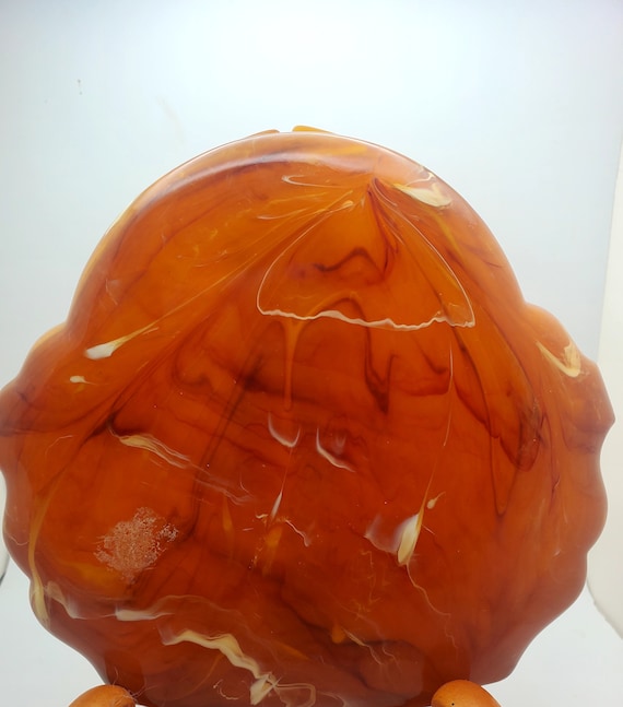 Amber Colored Clam Shell Case Fossilized Design S… - image 4