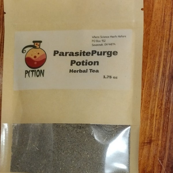 ParasitePurge Potion herbal tea - 7 Day program - 1.75 oz - Plus a 2 Count Reusable Tea Bags Package