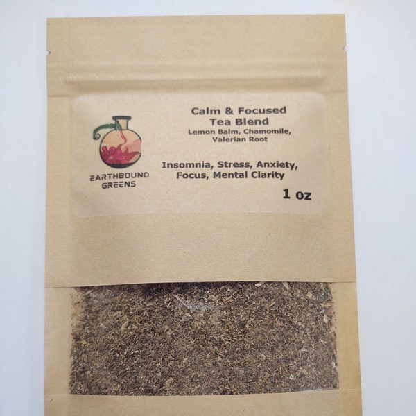 Calm & Focused herbal tea - 1 oz - Plus a 2 Count Reusable Tea Bags Package