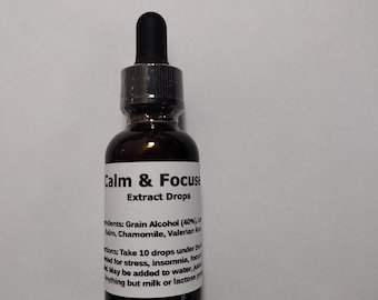 Calm & Focused Extract Drops - 1 oz Gluten free - Paraben free