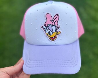 Vintage 80s Daisy Duck Disney Trucker Hat Plastic Bill  display picture 3