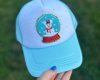 Snow Globe Magic Mouse Trucker Hat, Magical Kingdom Christmas Holiday