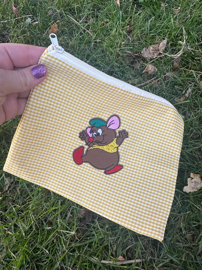 Character Mouse Plaid Zipper Pouch: Small Fabric Cosmetic Bag - Etsy