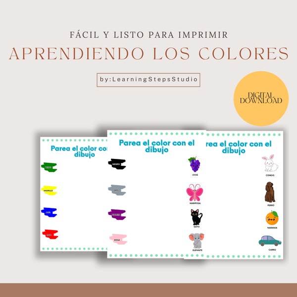 Color Matching Worksheets for Spanish Preschoolers - Homeschool Learning Fun! Preschool & Kindergarten Color Matching, Printable Worksheets