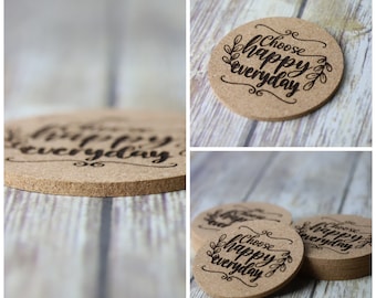 Porta-copos de cortiça - Gravação personalizada incluída