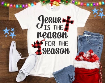 Jesus is the reason Christmas, DTF Transfer Film to T-shirt, Heat Iron on Transfer, Ready to Press, DTF transfer T shirt Heat Machine