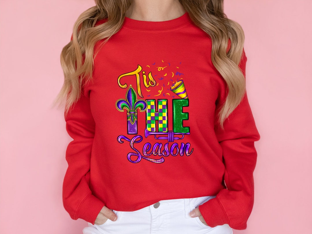 MARDI GRAS Round Neck Drop Shoulder Sweatshirt
