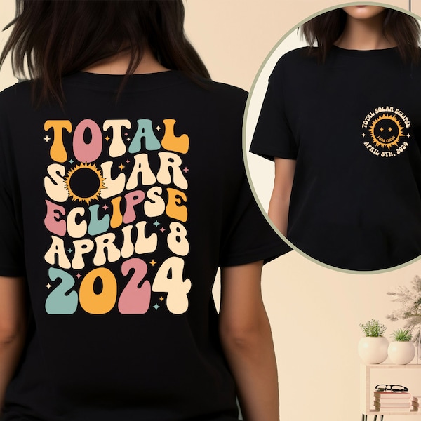 Solar Eclipse 2024 Shirt, Double-Sided Shirt, April 8th 2024 Shirt, Eclipse Event 2024 Shirt, Celestial Shirt, Gift for Eclipse Lover