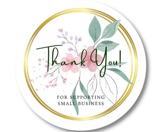 Thank You Circle sticker, Pastel Floral Bouquet Green Text, Wedding Thank you, Packaging Label, Round Gift Tag, PNG for Cricut/Silhouette