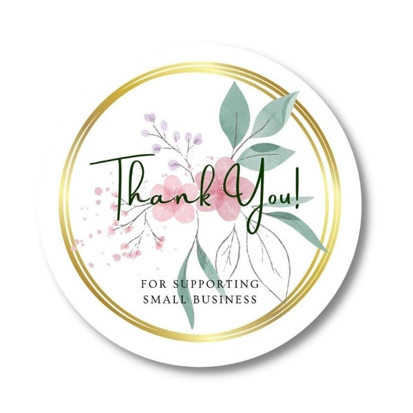 Thank You Circle sticker, Pastel Floral Bouquet Green Text, Wedding Thank you, Packaging Label, Round Gift Tag, PNG for Cricut/Silhouette