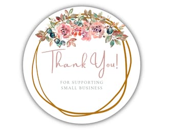 Thank You sticker, Pastel Flowers, Round Stickers, Wedding Thank you, Packaging Label, Round Gift Tag, PNG Cricut/Silhouette