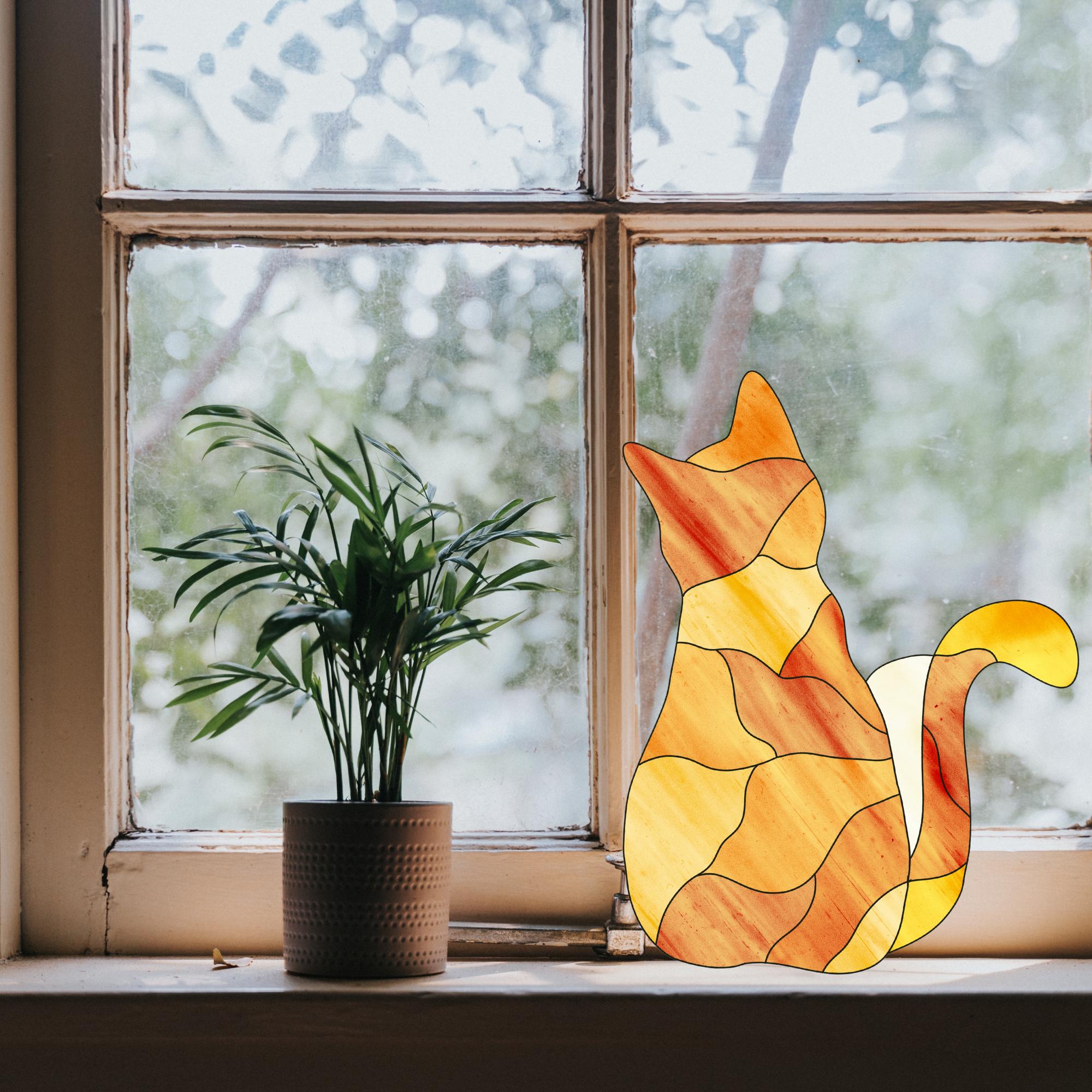 Stained Glass Cat Pattern | Digital Download | DIY Suncatcher Template ...