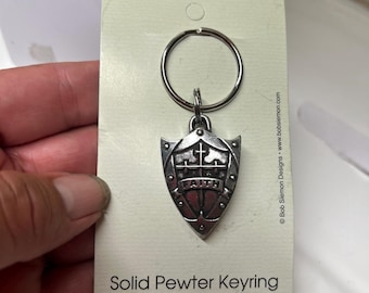WISDOM" SHEILD CROSS  pewter keyring