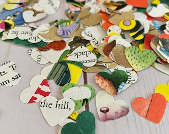Vintage Children's Book Confetti, 200 Baby Shower Heart-Shaped Confetti, Little Golden Books Confetti