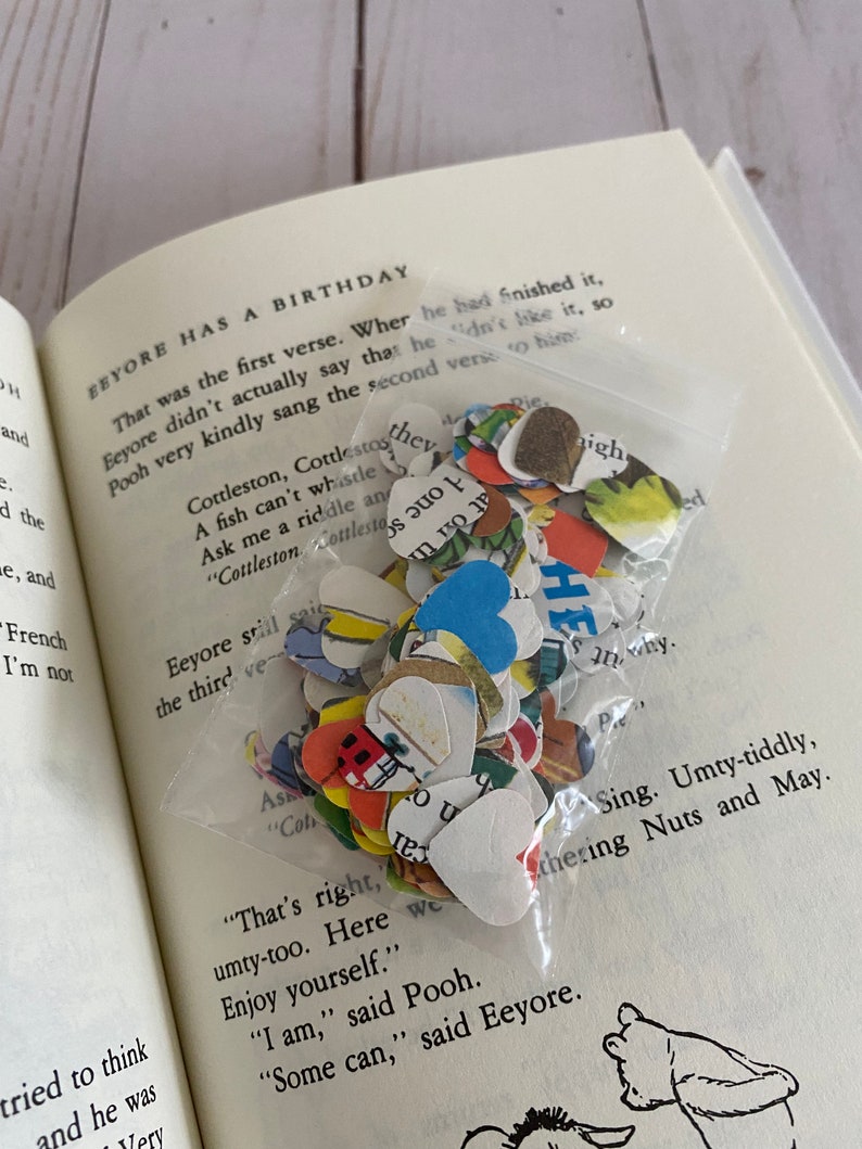 Vintage Children's Book Confetti, 200 Baby Shower Heart-Shaped Confetti, Little Golden Books Confetti image 5