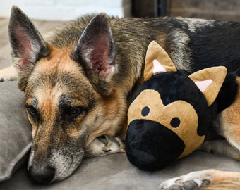 A German Shepherd Dog Toy | 2 in 1 Plush & Ball Dog Toy | For Pet Anxiety and Separation Relief