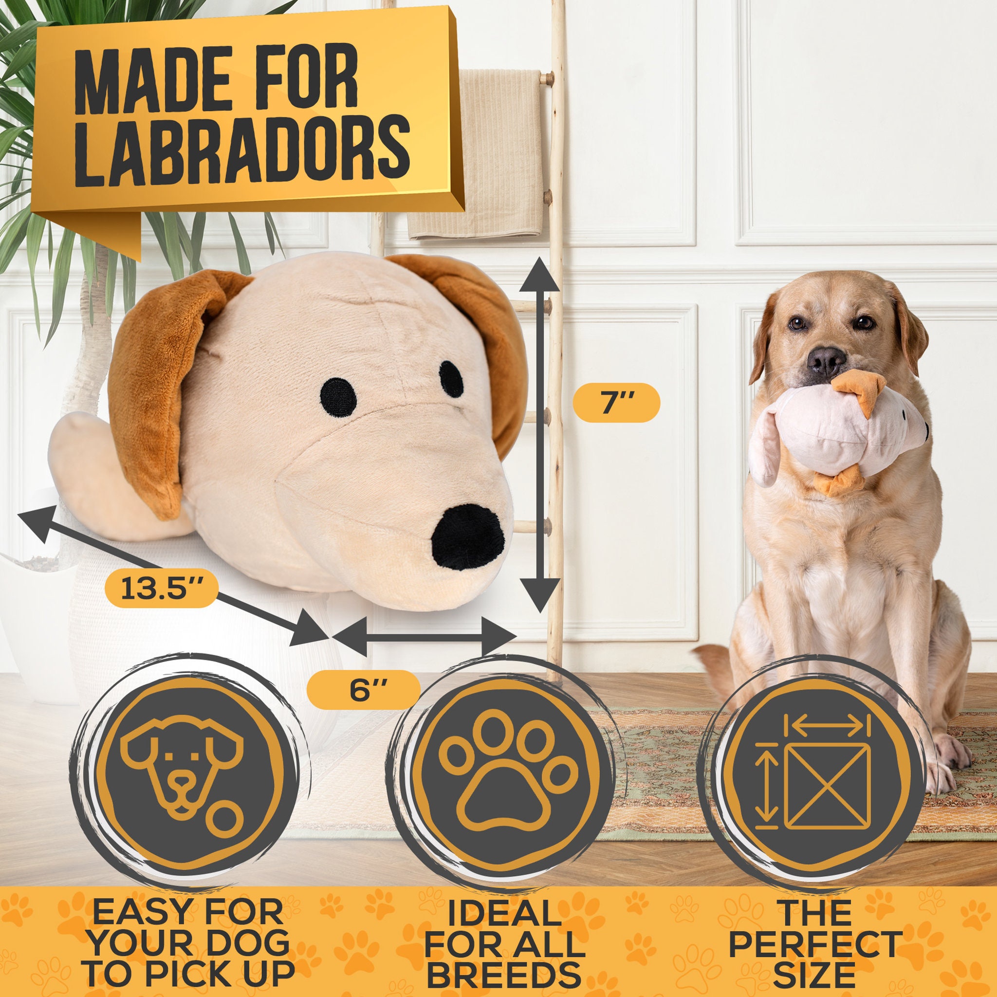 A Labrador Dog Toy 2 in 1 Plush & Ball Dog Toy for Pet Anxiety and  Separation Relief 