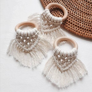 Makramee-Serviettenring | Boho Serviettenhalter für den Tisch | Natürliche Tischdeko | Boho Tischdekoration