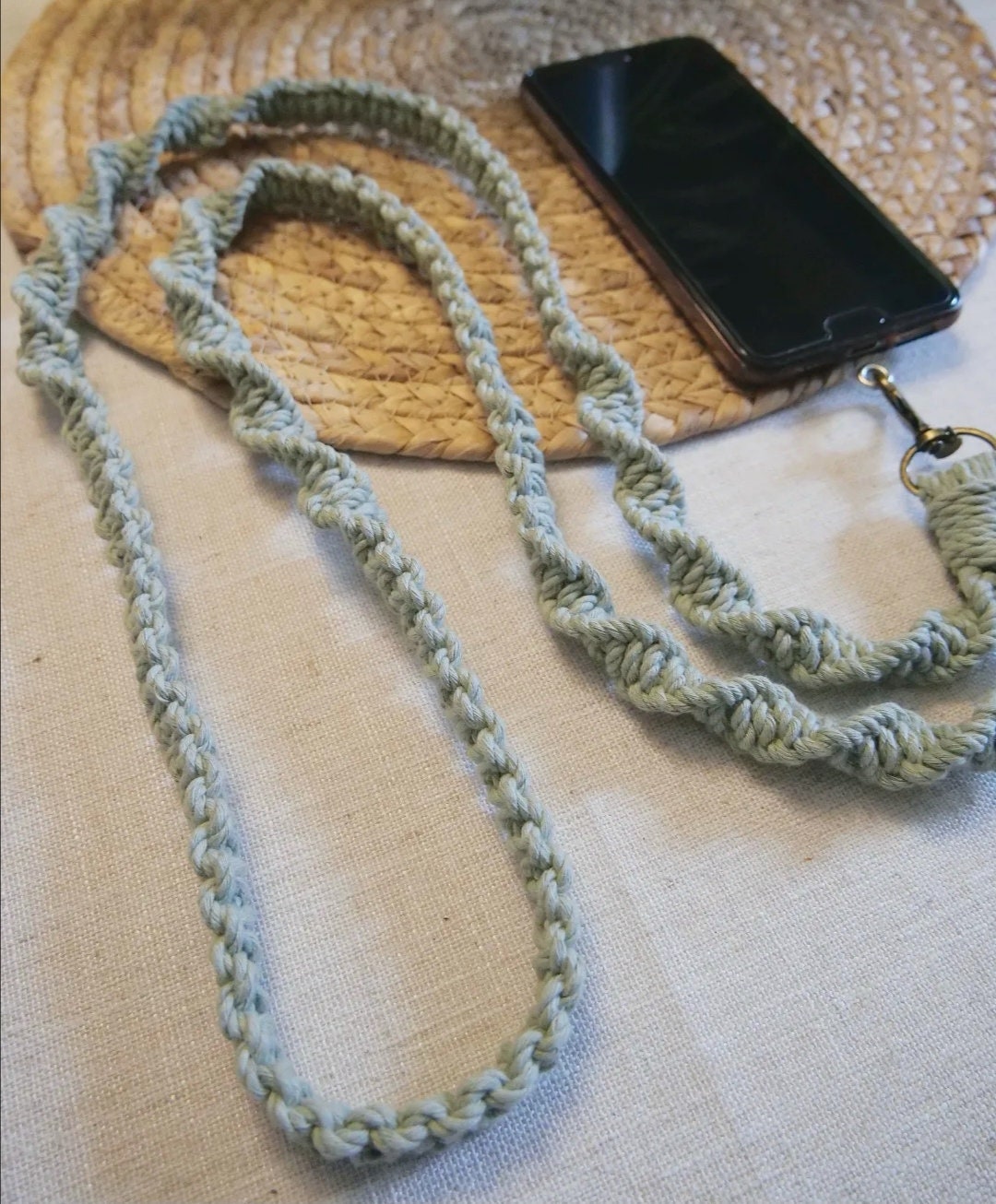 Ancile ® Cordon/Chaîne de Téléphone Portable [120 cm Tous Téléphones] Beige marbre/Doré Sangle