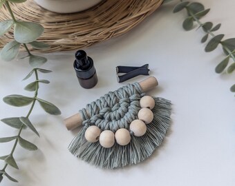 Macramé autoventilatierooster | Essentiële olie diffuser | Boho auto accessoire | Auto luchtverfrisser