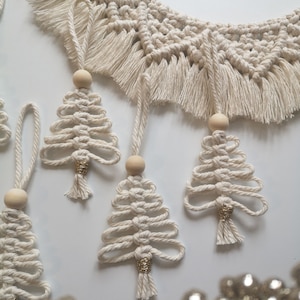 Sapin en macramé | Ornements pour sapin de Noël en macramé | Décoration d'arbre de Noël | Accessoire boho