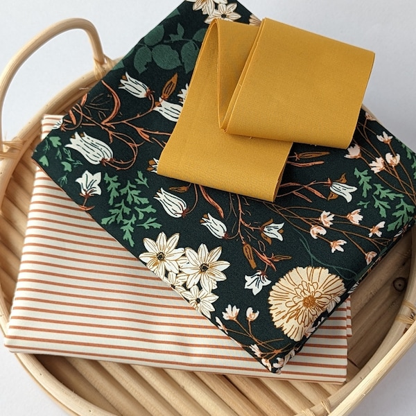 Lillian Whole Cloth Quilt Kit | Bluebells + Buttercups Lark Honey Stripes | DIY Heirloom Baby Blanket | sage botanical peach blush