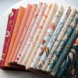 WOODLAND KEEPER / Paquete Fat Quarter / Colección completa de 16 piezas de Maureen Cracknell Art Gallery Fabrics acolchado algodón hongos cottage core