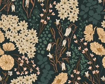 Jersey Knit | BLUEBELLS + BUTTERCUPS LARK | Cotton Jersey Knit Fabric by the Half Yard | Art Gallery Fabrics