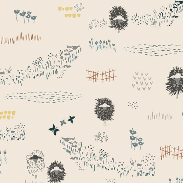 LAMBSCAPE YONDER | Fabric by the Yard | Lambkin Collection by Bonnie Christine for Art Gallery Fabrics sweet Lamby baby nursery sheep farm