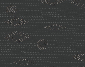 KANTHA CHARCOAL fabric by the half yard, Kismet Collection by Sharon Holland for Art Gallery Fabrics