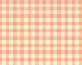 Small Plaid of My Dreams Apricotl | fabric by the half yard, Maureen Cracknell for Art Gallery Fabrics | story teller kitchen window gingham