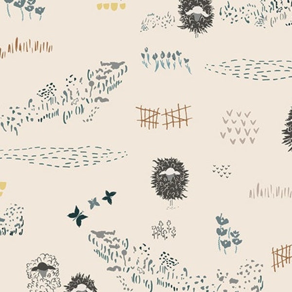 Jersey Knit | LAMBSCAPE YONDER | Cotton Jersey Knit Fabric by the Half Yard | Art Gallery Fabrics