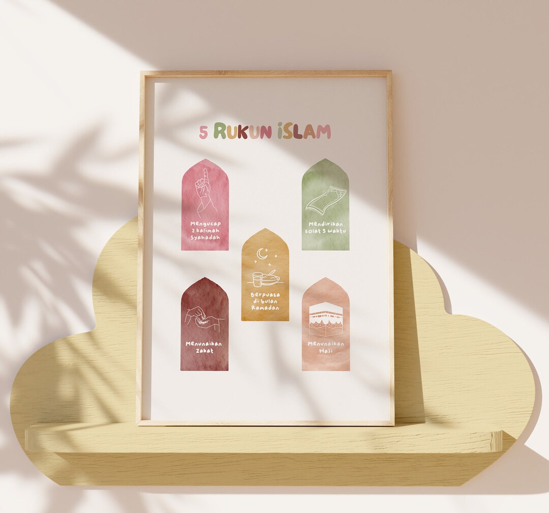 5 Pillars of Islam Rukun Islam Print for Wall Art Home Decor Nursery