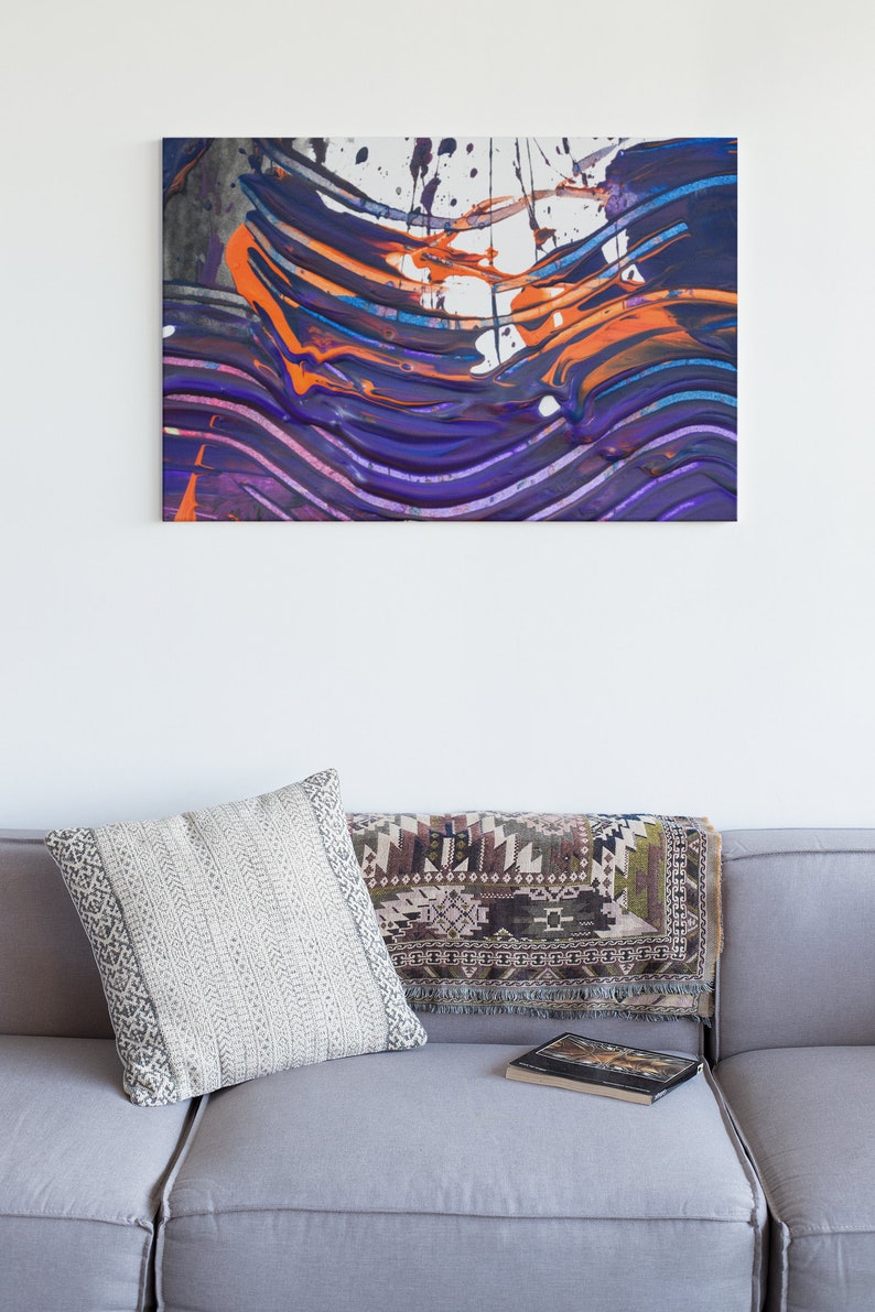 Preppy Wall Art, Preppy Room Decor, Blue Wall Art, Orange Wall Art