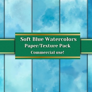 Soft Light Blue Watercolor Digital Paper Pack – 12x12 Textured Backgrounds for Scrapbooking and general Arts and Crafts, High Quality Images