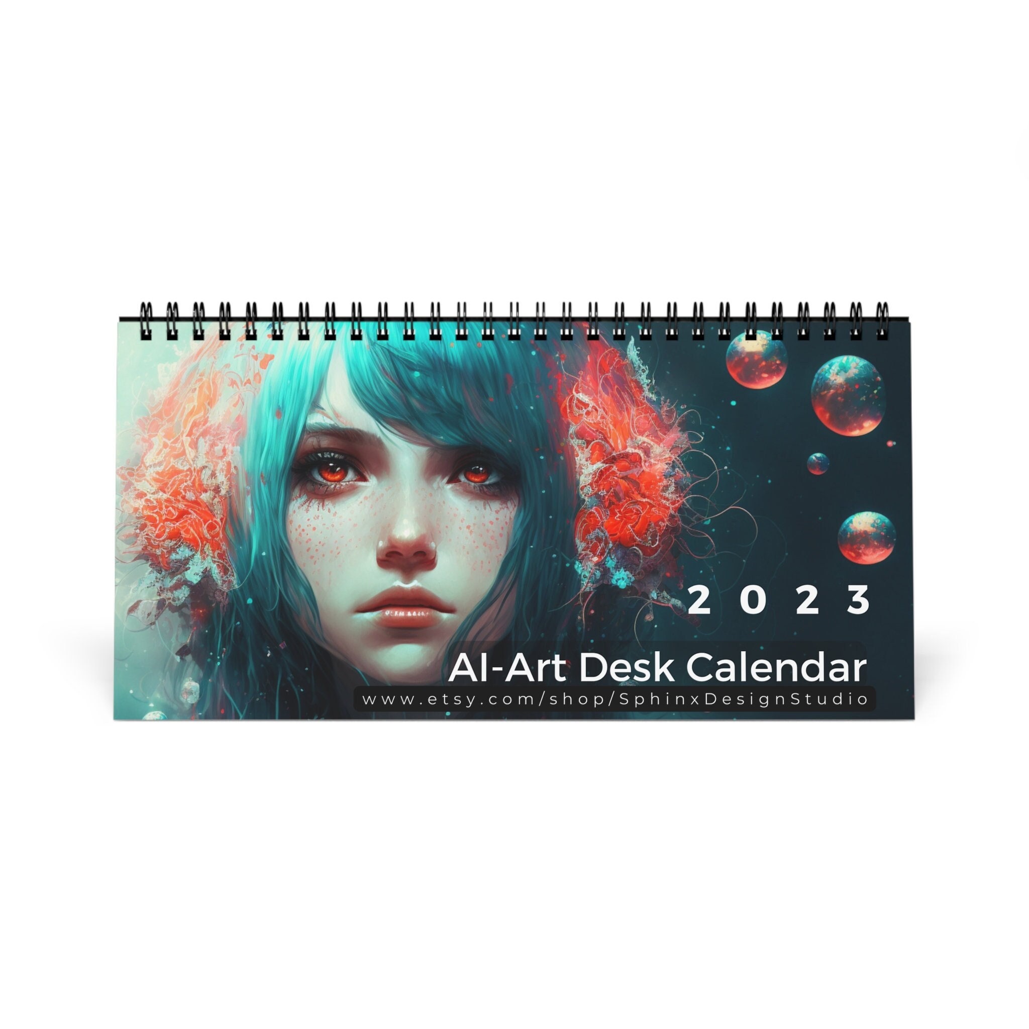 2023 Aiart Desk Calendar PRINTED 10x5 Inches Spiral Etsy