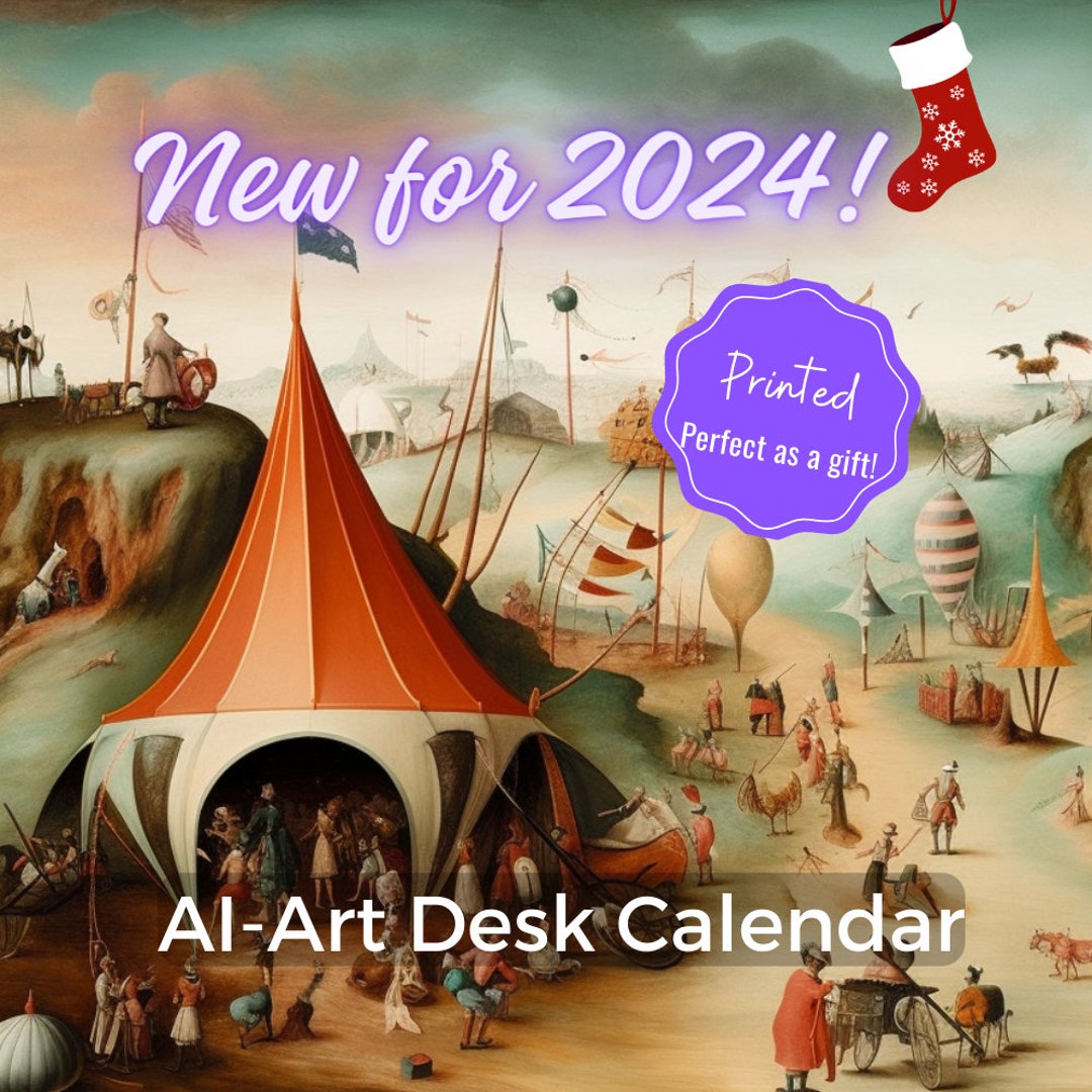 2024 Aiart Desk Calendar PRINTED 10x5 Inches Spiral Etsy