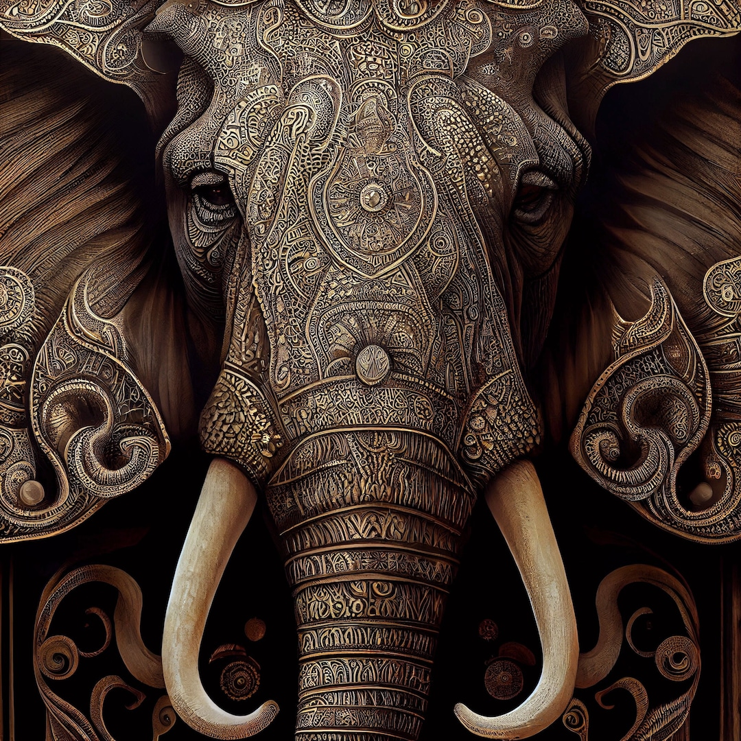 Mystic Elephant Digital Art Painting Wall AI Generated Etsy