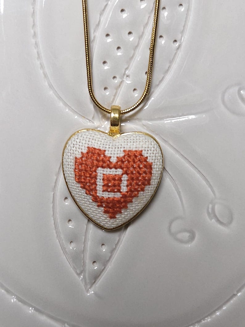 Custom Letter Cross Stitch Heart Necklace Etsy Australia