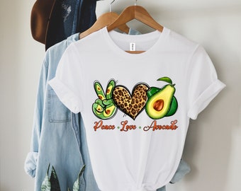 Peace Love Avocados Shirt,Avocado T-Shirt, Avocado Shirt,Cute Avocado Tshirt,Avocado Lover Shirt, Avocado Farmer Shirt,Vegan Food Shirt