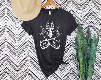Camisa de rock and roll, camiseta de guitarra, camisa amante de la música, camisas de concierto, camisa de rock, camiseta de banda, camisa retro rocker, camisa de música rock