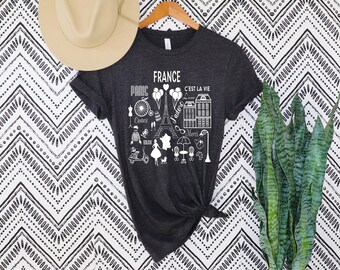 Parijs T-shirt, Eiffeltoren T-shirt, Frankrijk T-shirt, Dames Parijs T-shirt, Parijs Tees, Skyline van Parijs, Parijs shirt, Eiffeltoren shirt, Frankrijk