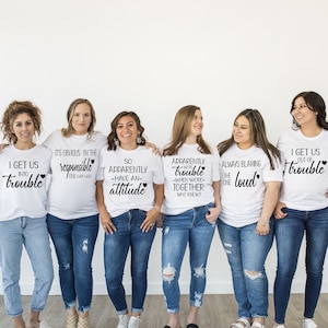 I Get Us Into Trouble Shirt,I Get Us Out Of Trouble Shirt,Best Friend Shirts,Besties Shirts,Funny Matching Shirts,Couples Shirts,Trouble tee
