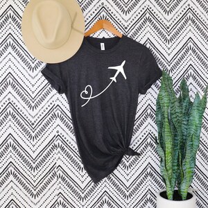 Airplane Heart Shirt,Airplane Heart T-Shirt,Plane Lover Shirt, Love Travel shirt, Adventurer Gift, Vacation Shirt, Women&#39;s Shirt,Pilot Shirt