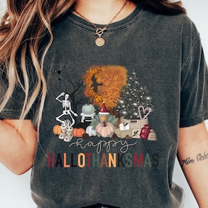 Happy Hallothanksmas shirt, Happy Halloween Hallothanksmas ,Halloween Shirt,Thanksgiving Shirt,Christmas Shirt,Holiday Season Shirt