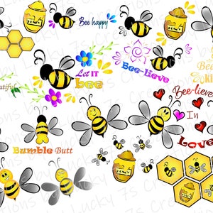 Bee SVG collectie Bumble Bee Honey Comb Bee Hive Knipoog Gezicht Instant Download voor Cups Kussens T-shirts Silhouet Bijen met smileys en Knipoog