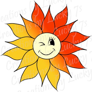 Sonnenblume mit Wink Gesicht 5 Dateien Instant Download verwenden für Tassen Becher Kissen T-shirts Wand Kunst Aufbügeln Hüte Totes Taschen Cut Dateien Cricut