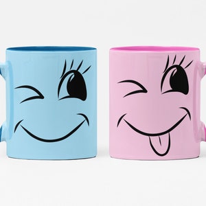 2 Wink Faces Digital Instant Download PNG, JPEG & SVG Verwenden Sie für Tassen, Becher, Kissen, T-Shirts, Wandkunst, Grußkarten, Hüte, Taschen